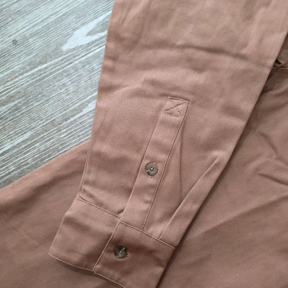 Air Jordan Essentials Button Down Shirt Brown Long Sleeve FV7446-223 Large L New